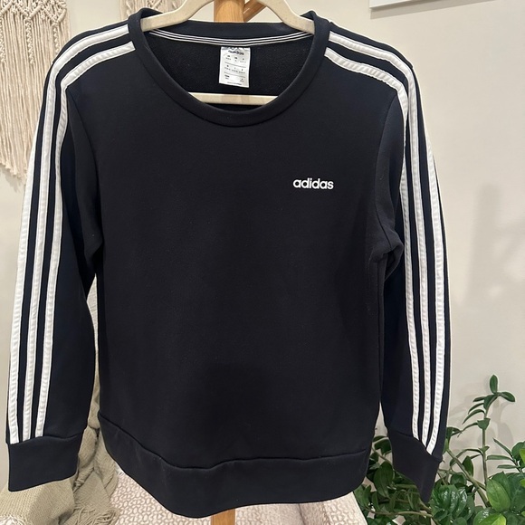 adidas Tops - Adidas Black 3-Stripe Crewneck Sweatshirt Women’s Medium